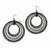 Silver-tone w/Black Enamel Multiple Circles Dangle Earrings