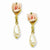 Gold-tone Porcelain Rose/Simulated Pearl Post Dangle Earrings