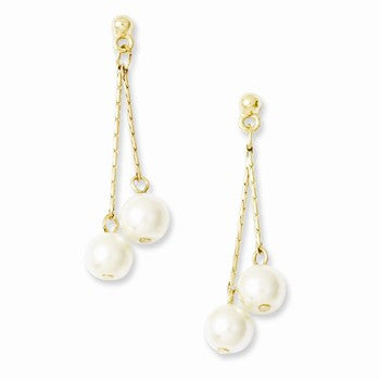 Gold-tone Glass Pearls Post Dangle Earrings