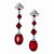 Silver-tone Hematite Siam Red Beaded Post Dangle Earrings