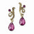 Gold-tone Purple Crystal Post Earrings