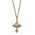 Gold-tone Pink Porcelain Rose/Pink Crystal Cross Necklace