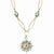 Gold-tone Faux Pearls & Teal Beads w/Red Crystal Necklace