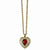 Gold-tone Heart w/Red Acrylic Stone Necklace