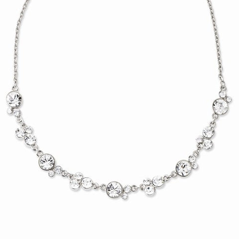 Silver-tone Clear Epoxy Stones Necklace