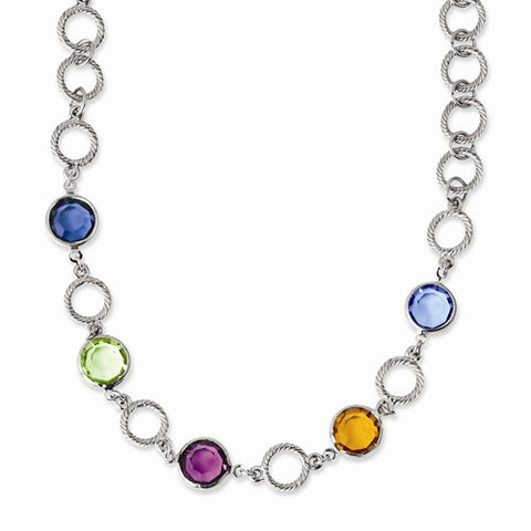 Silver-tone Multicolor Crystal Necklace