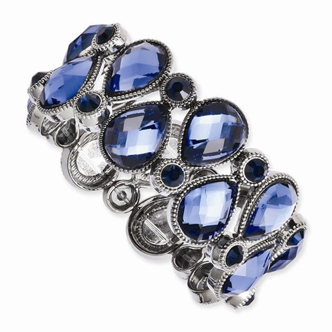 Black-plated Light & Dark Blue Epoxy Stones Stretch Bracelet