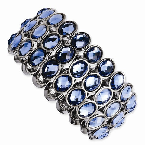 Black-plated Blue Epoxy Stones Stretch Bracelet