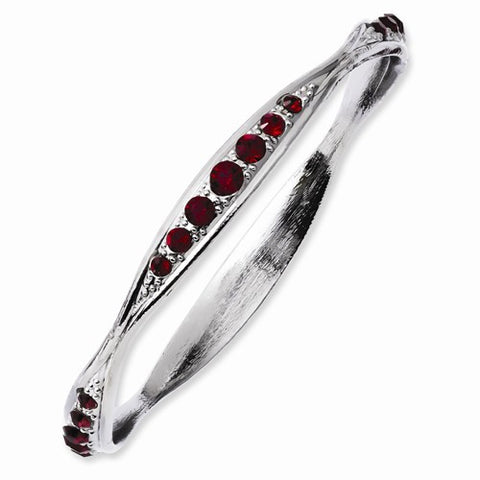  Silver-tone Hematite Siam Red Crystal bangle Bracelet