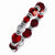  Silver-tone Hematite Siam Red Crystal Beaded Stretch Bracelet