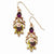 Rose-tone Dark Purple Crystal Floral Decal Dangle Earrings