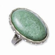 TRU Pewter Green Aventurine with Swarovski Crystals, Size 6.5, Jewelry Ring