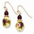 Rose-tone Dark Purple Crystal Floral Decal Dangle Earrings