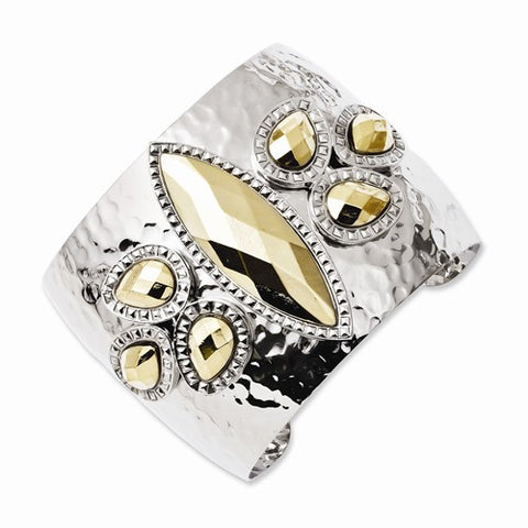 Laundry Silver-tone w/Simulated Gold-tone Stones Cuff Bangle