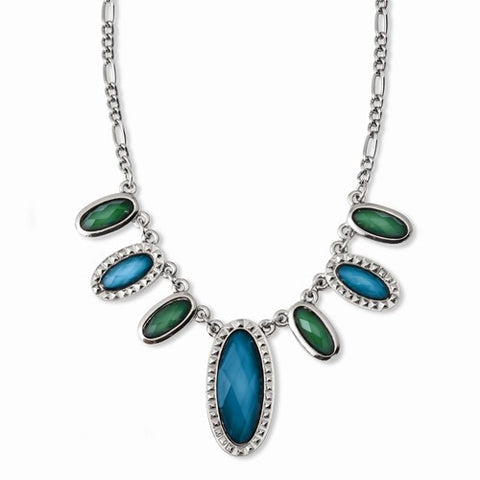 Laundry Silver-tone Blue & Green Resin Stones Necklace