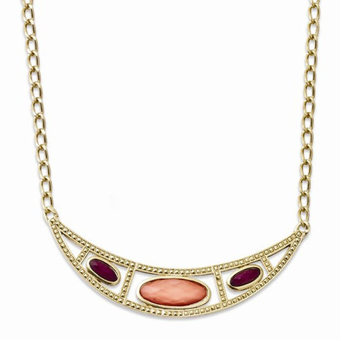 Laundry Gold-tone Peach & Raspberry Stones Necklace