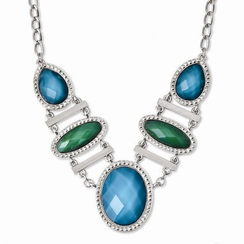 Laundry Silver-tone Blue & Green Resin Stones Necklace