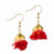 Lacquer Dipped Yellow/Red Rose Dangle Earrings