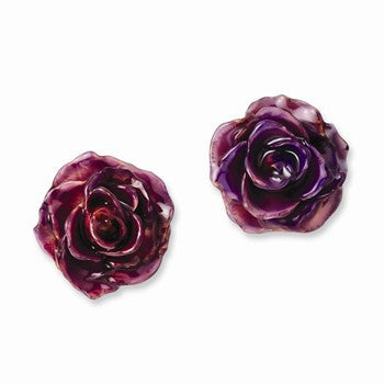 Lacquer Dipped Lilac Rose Post Earrings