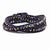 Dark Grey Aurora Borealis Crystal Bead and Leather Multi-Wrap Bracelet