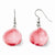 Lacquer Dipped Pink Rose Petal Slvr-pltd Shepherd Hook Earrings