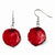 Lacquer Dipped Red Rose Petal Slvr-pltd Shepherd Hook Earrings