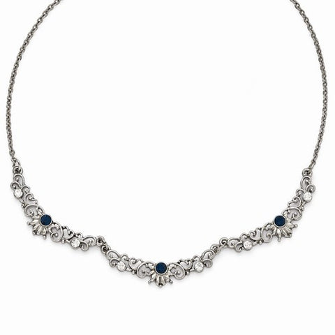 Silver-Tone Blue & Clear Crystal Necklace