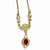 Gold-Tone Red & Clear Glass Necklace