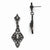 Black-plated Black Glass Post Filigree Drop Earrings