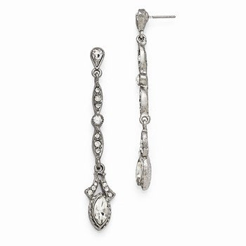 Silver-tone Clear Glass Post Drop Earrings