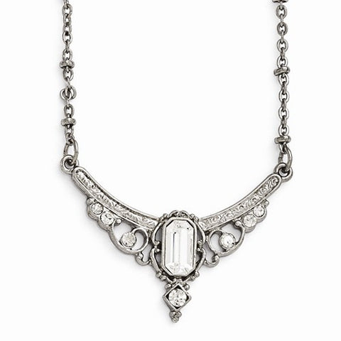 Silver-Tone Clear Crystal & Glass Necklace