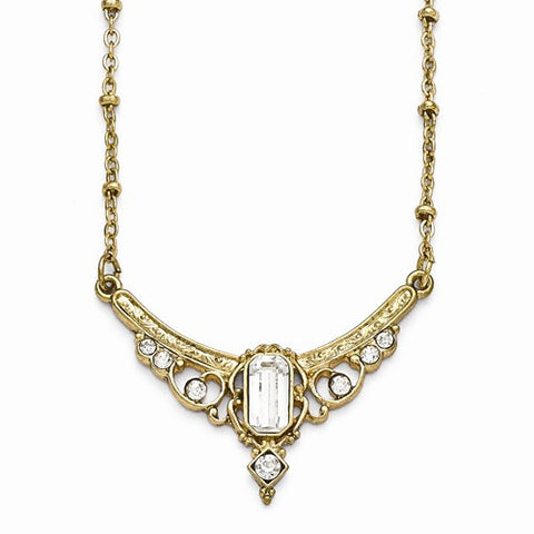 Gold-Tone Clear Crystal & Glass Necklace