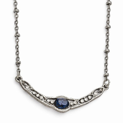 Silver-Tone Blue & Clear Glass Necklace