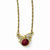 Gold-Tone Red & Clear Glass Bow Necklace