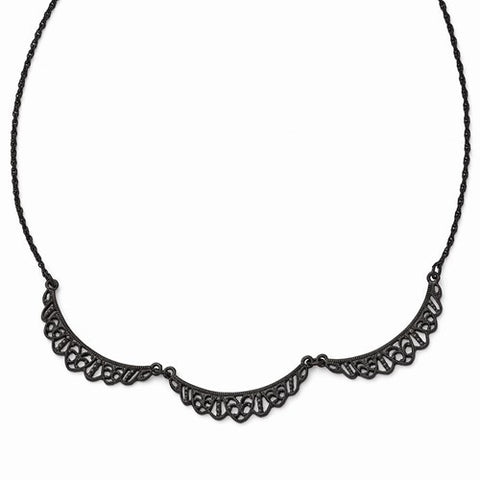 Black-Plated Ext Filigree Link Collar Necklace