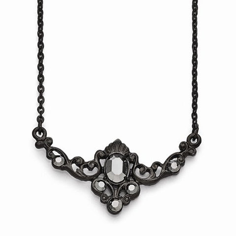 Black-Plated Black Glass Necklace