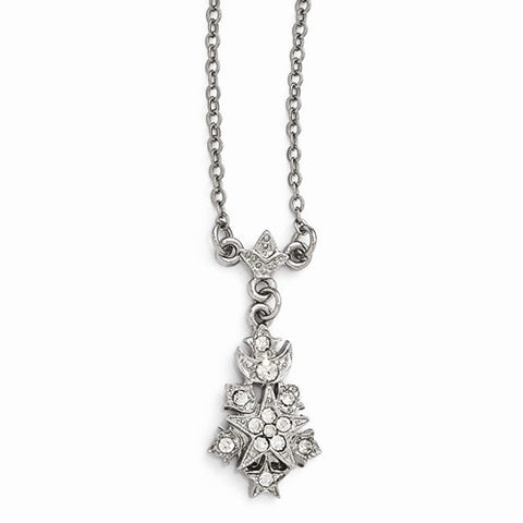 Silver-Tone Clear Glass Snowflake Ext Necklace