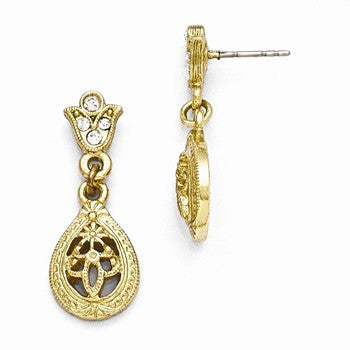 Gold-tone Clear Crystal Post Earrings