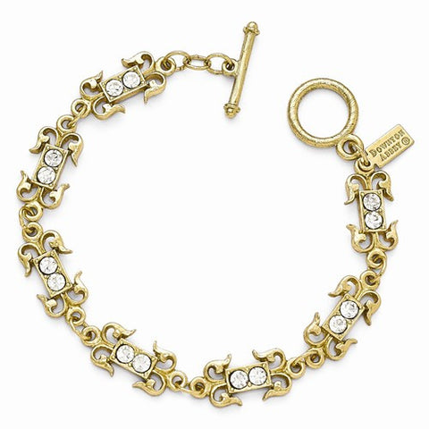 Gold-ToneClear Crystal Toggle Bracelet