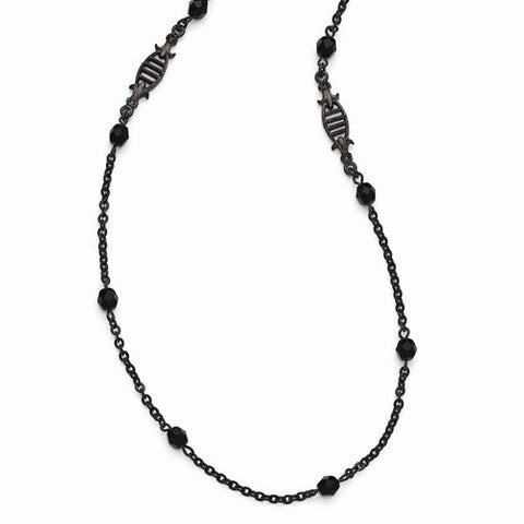 Black-Plated Black Glass Necklace