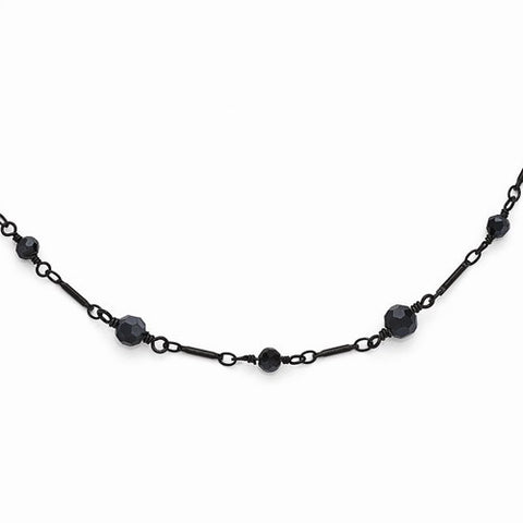 Black-Plated Black Glass Necklace