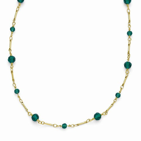 Gold-Tone Green Glass Necklace