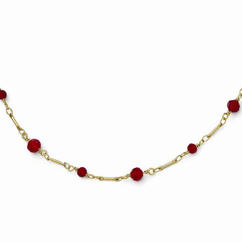 Gold-Tone Red Glass Necklace