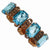 Burnished Copper-tone Aqua Acrylic Stone Stretch Bracelet