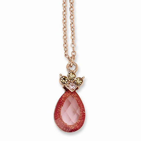 Rose-tone Rose & Lt. Colorado Epoxy Stones Necklace