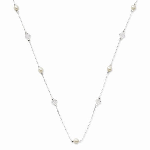 Silver-tone Glass Pearl & Crystal Necklace