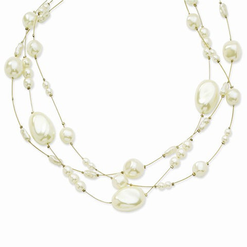 Gold-tone Cultura Glass Pearl Multi-wire Necklace