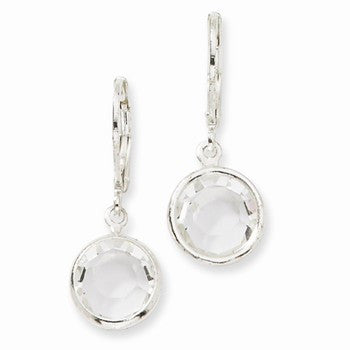 Silver-tone Crystal Leverback Earrings