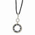 Silver-tone Lt/Dk Blue Crystal Circle on 16 inch w/ext Satin Cord, Jewelry Necklace