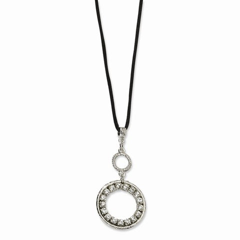 Silver-tone Clear Crystal Circle Necklace